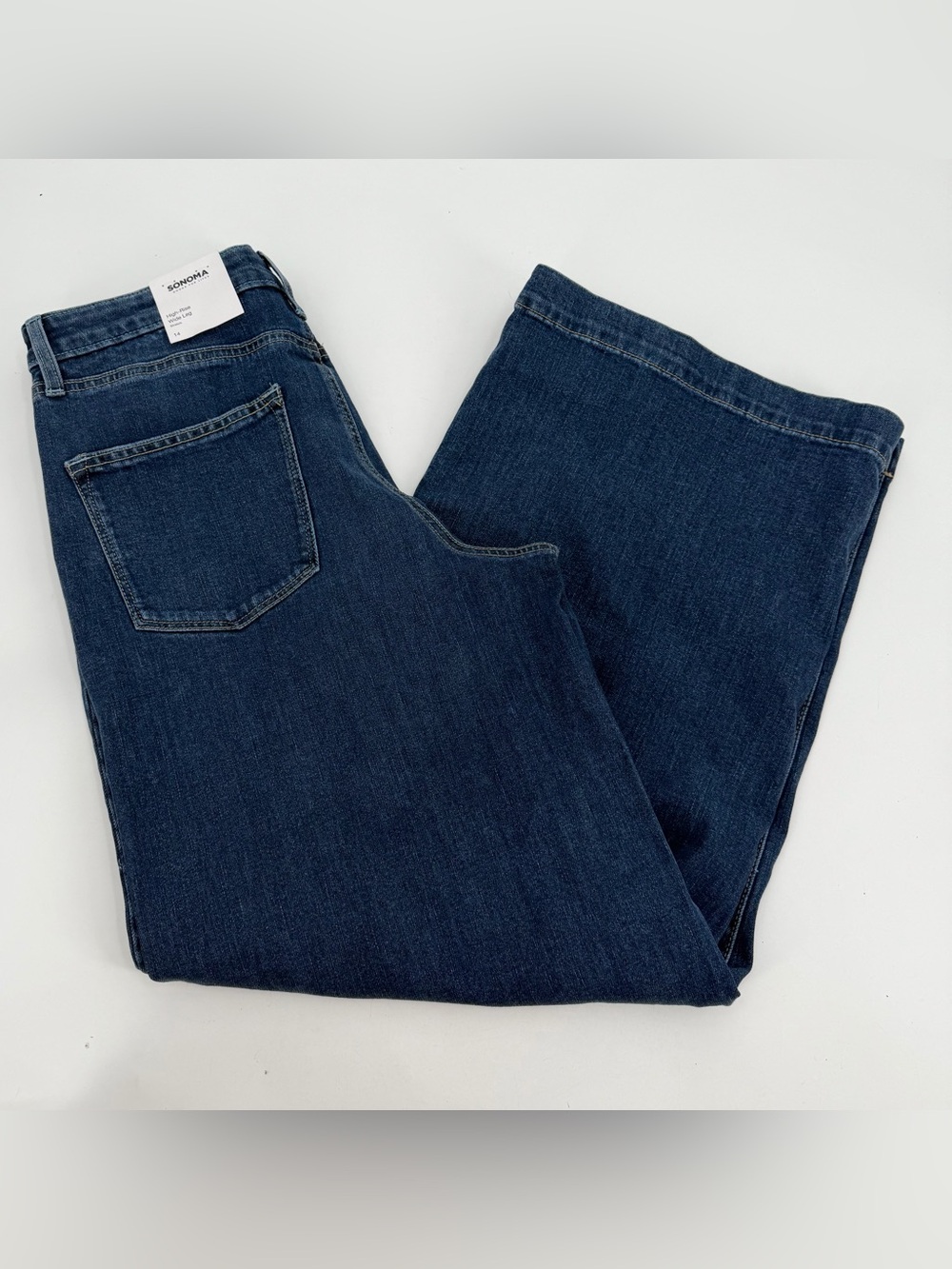 SONOMA Jeans Womens 14 High Rise Wide Leg Blue Stretch Denim NWT